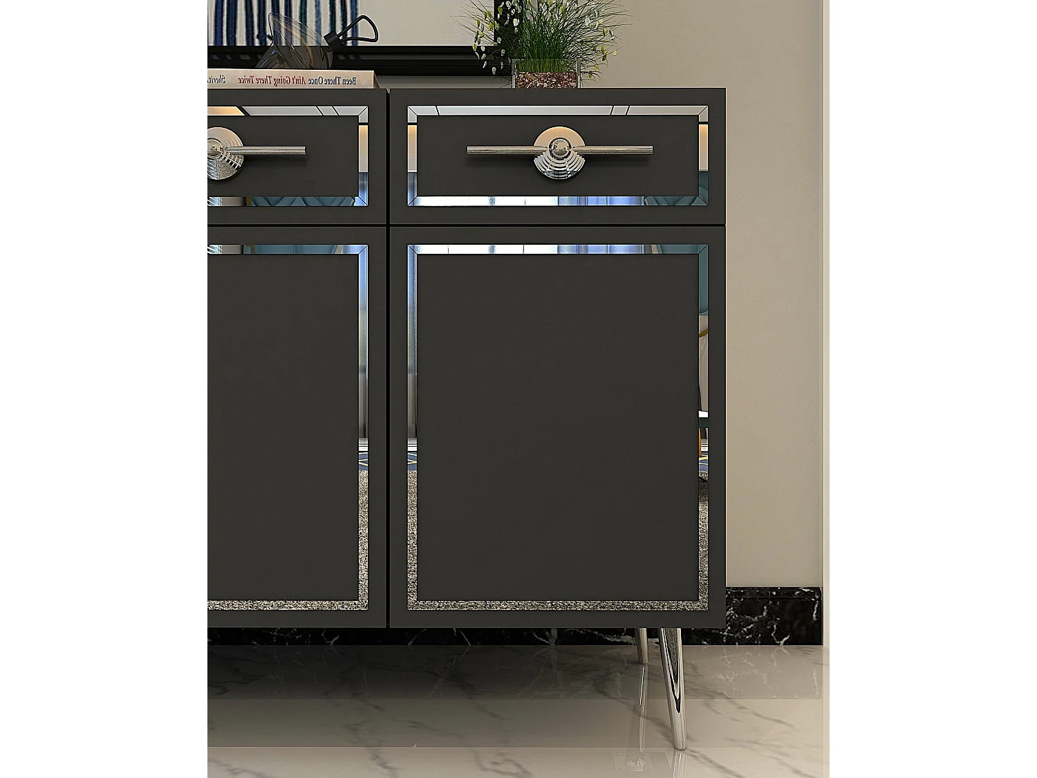 Aparador – 150cm – Antracita y Plata – tablero de partículas recubierto de melamina