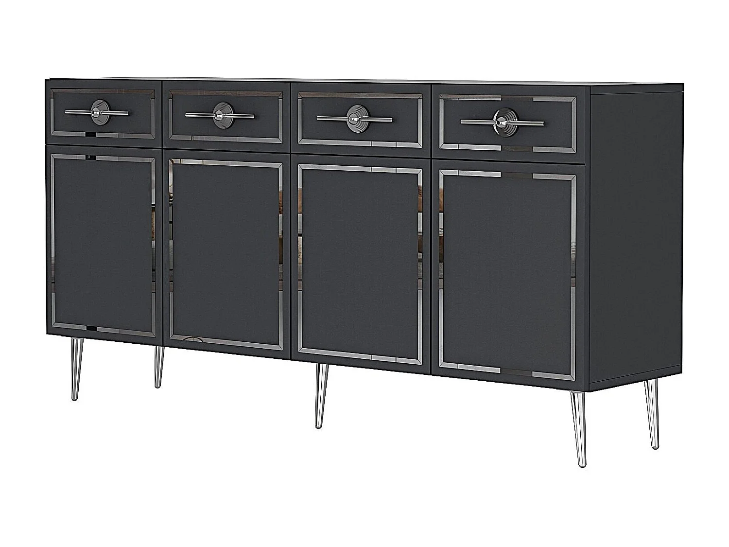 Aparador – 150cm – Antracita y Plata – tablero de partículas recubierto de melamina