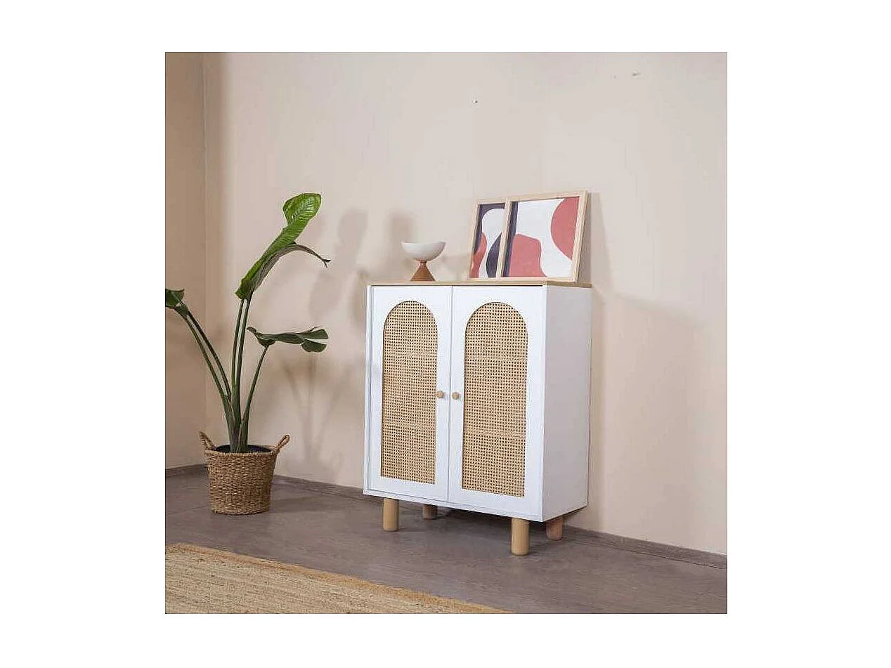 Aparador – 90 cm x 105 cm x 41 cm – Branco e Carvalho – MDF e Madeira de faia