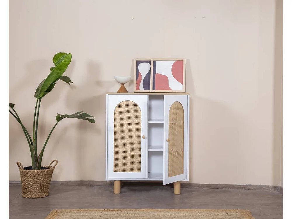 Aparador – 90 cm x 105 cm x 41 cm – Branco e Carvalho – MDF e Madeira de faia