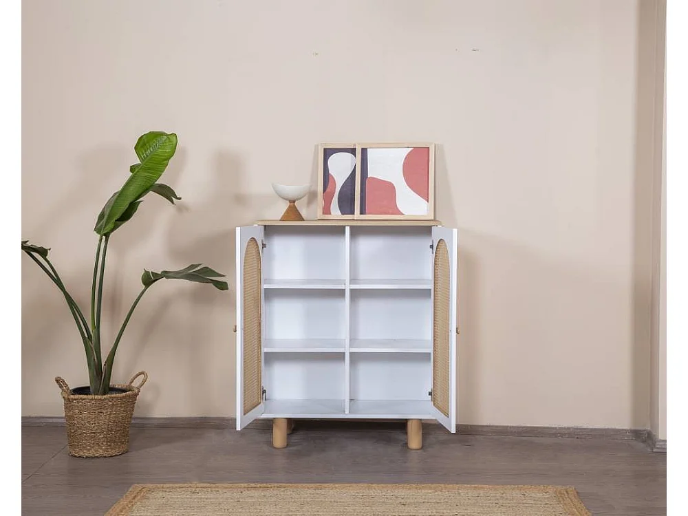 Aparador – 90 cm x 105 cm x 41 cm – Branco e Carvalho – MDF e Madeira de faia