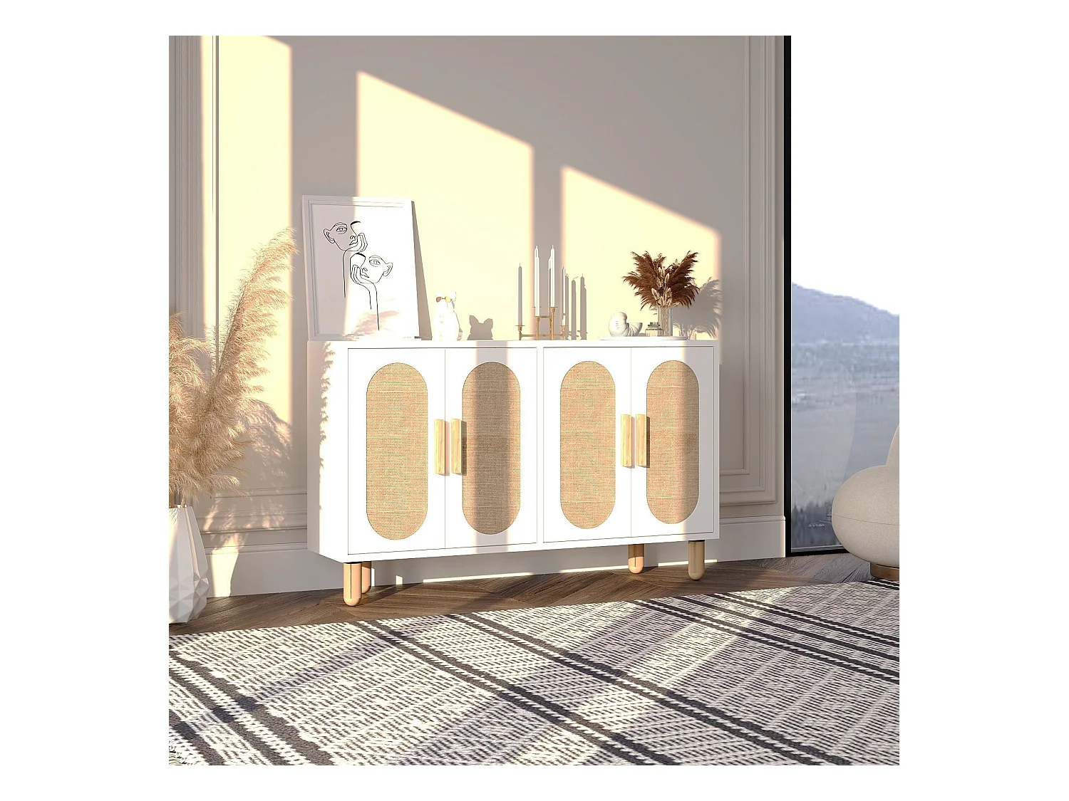 Buffet 4 portes tissu en jute VERA