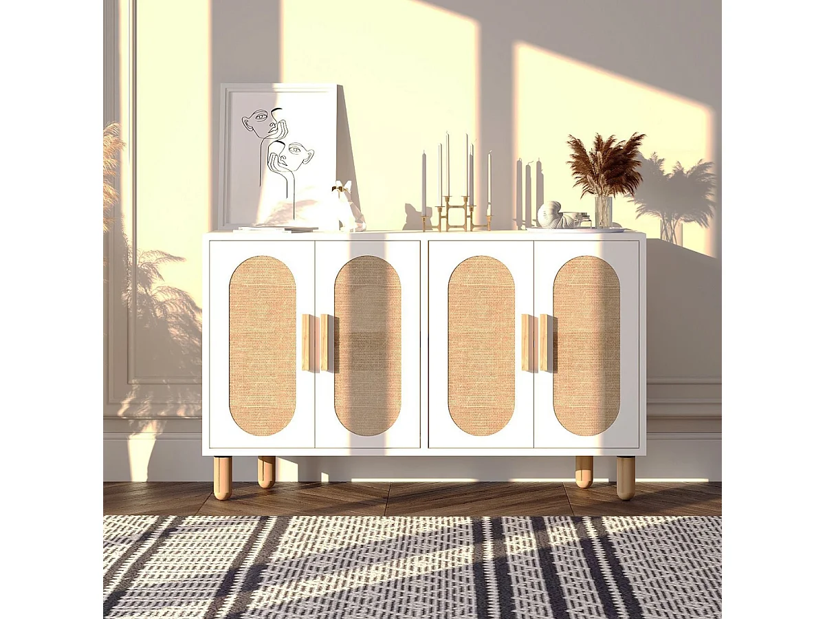 Aparador de Painel de Partículas Revestido com Melamina – 120cm x 73cm x 30cm – Branco