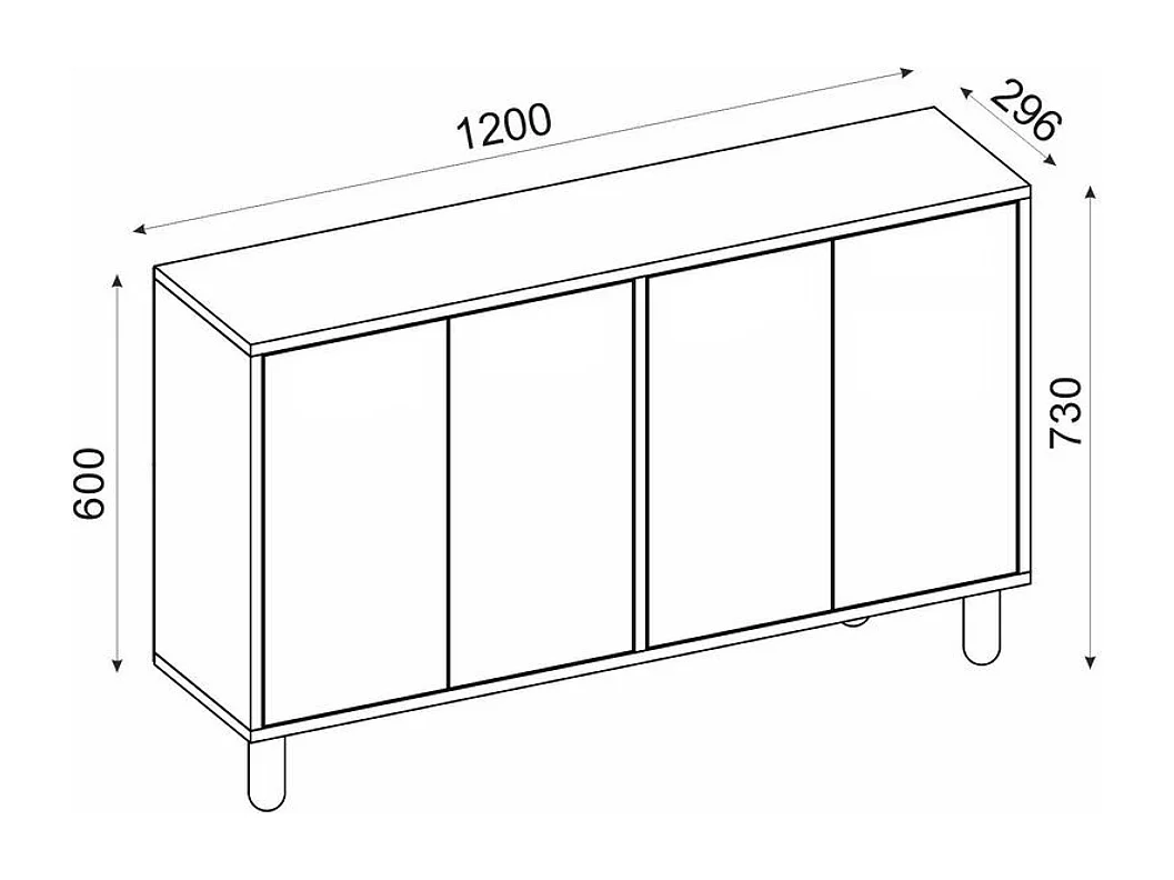 Aparador de Painel de Partículas Revestido com Melamina – 120cm x 73cm x 30cm – Branco