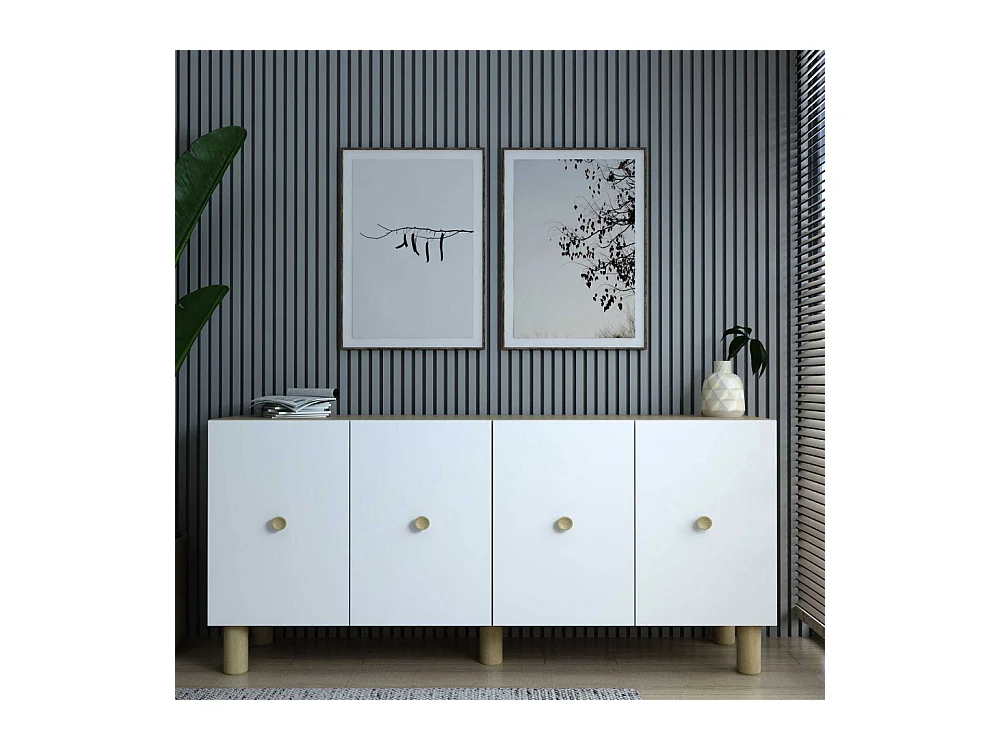 Buffet 4 portes en aggloméré Mono Bohem Blanc