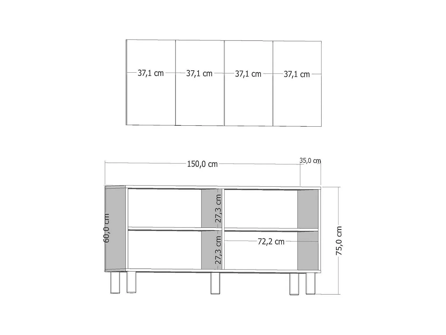 Buffet 4 portes en aggloméré Mono Bohem Blanc