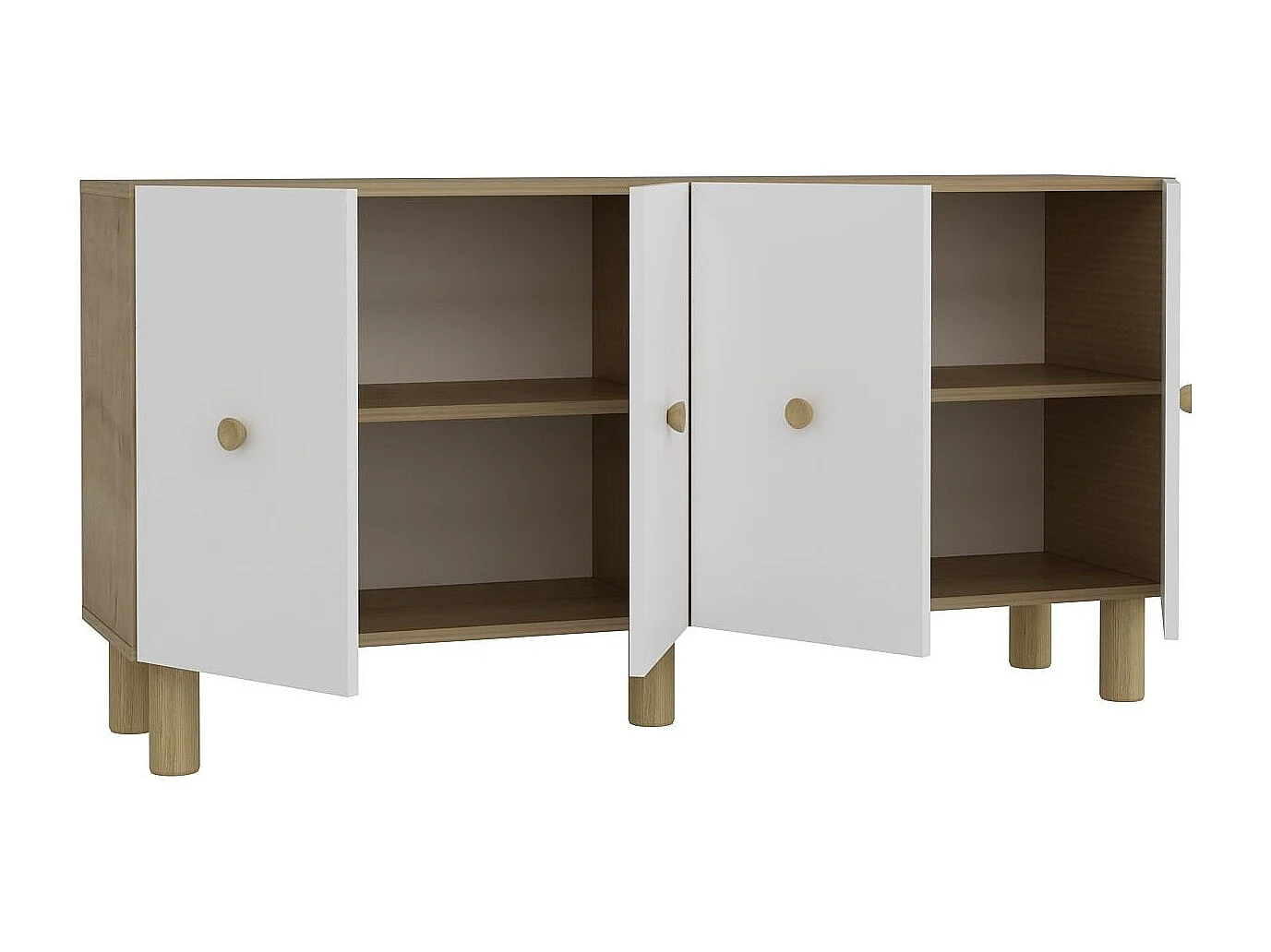 Buffet 4 portes en aggloméré Mono Bohem Blanc