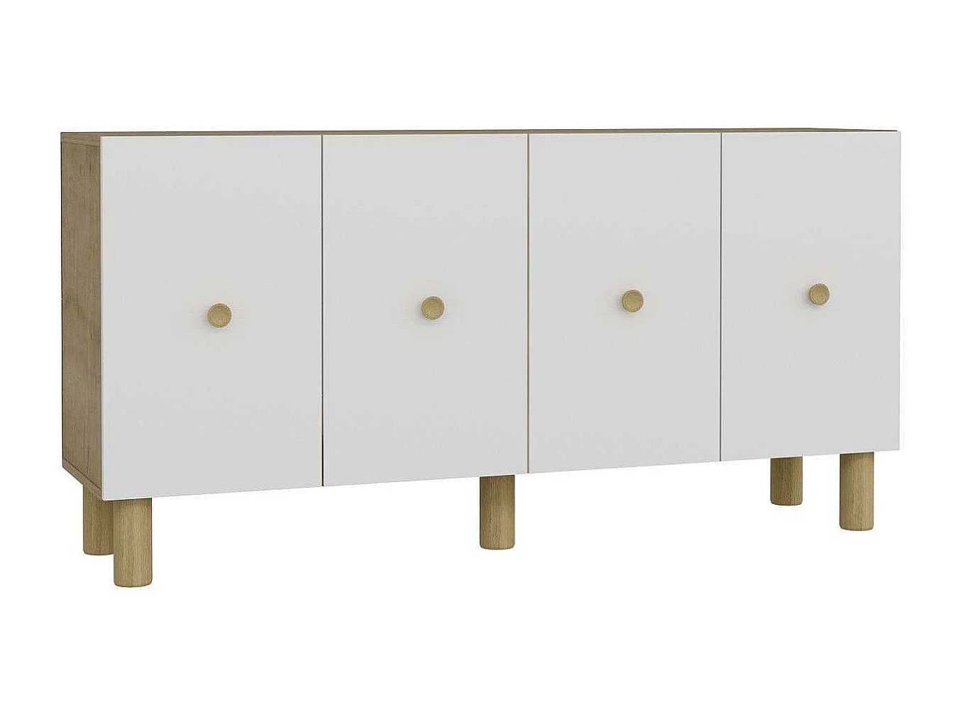 Aparador – 150cm x 75cm x 35cm – Carvalho Safira e Branco – Painel de Partículas