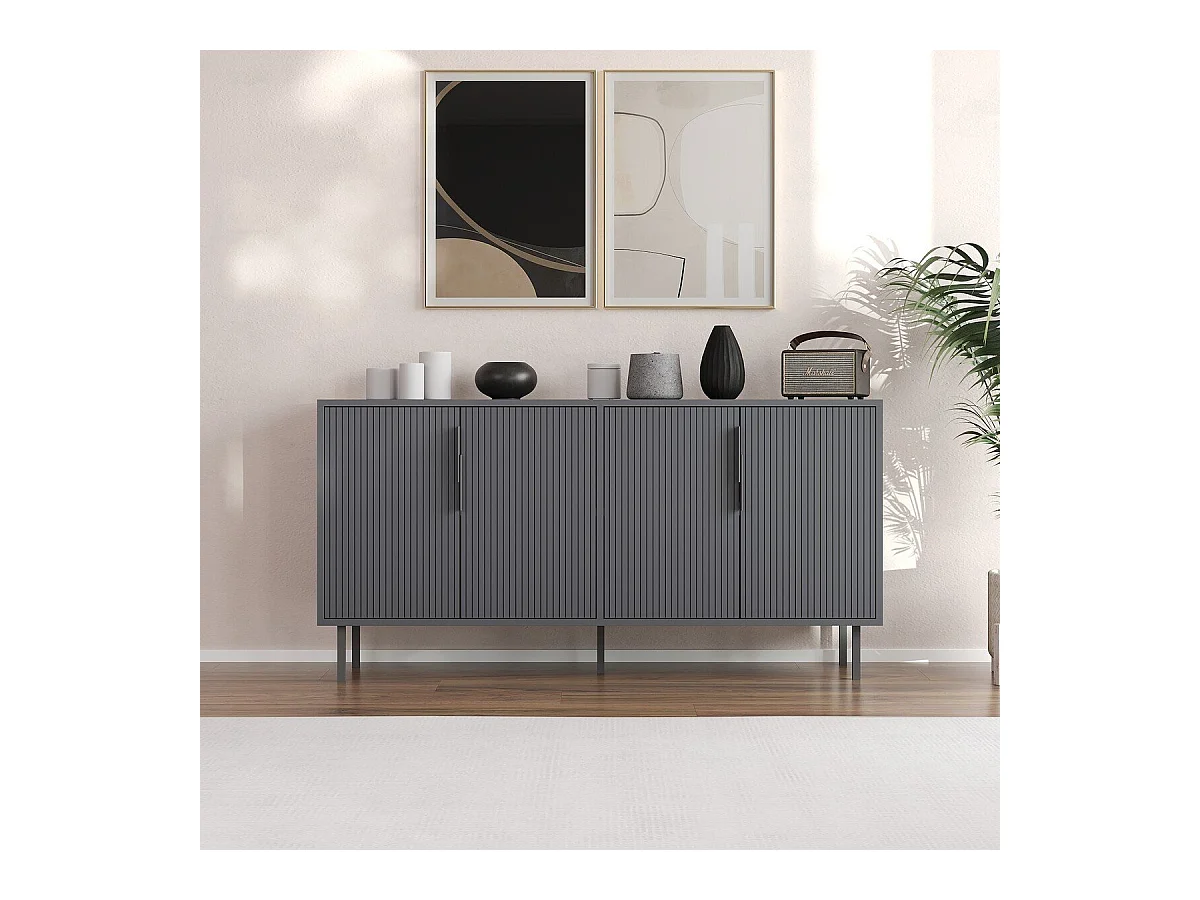 Buffet 4 portes striées L150 cm - CLARA