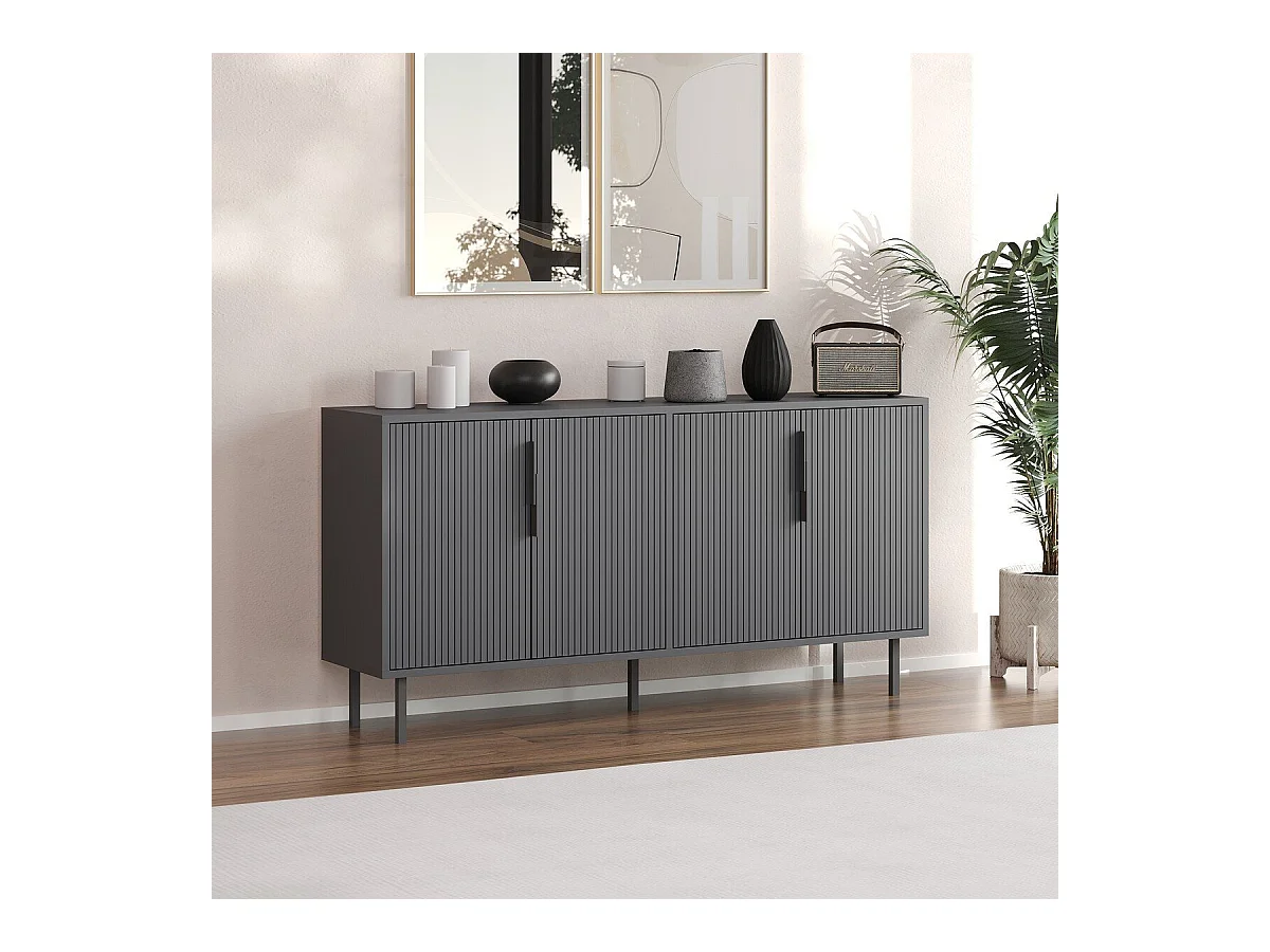 Buffet 4 portes striées L150 cm - CLARA