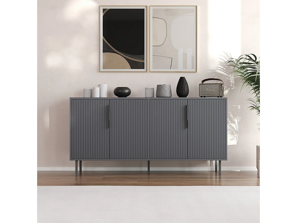 Buffet 4 portes striées L150 cm - CLARA