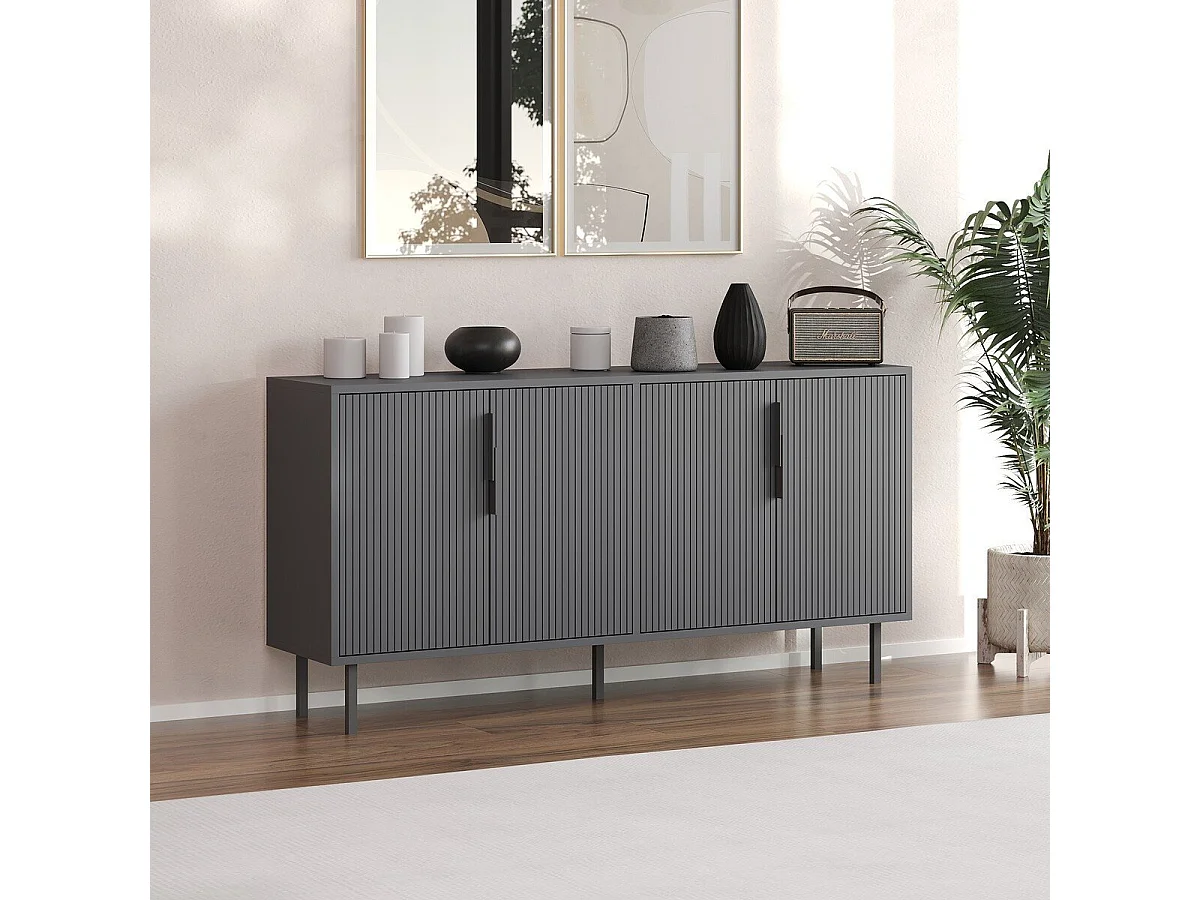 Buffet 4 portes striées L150 cm - CLARA