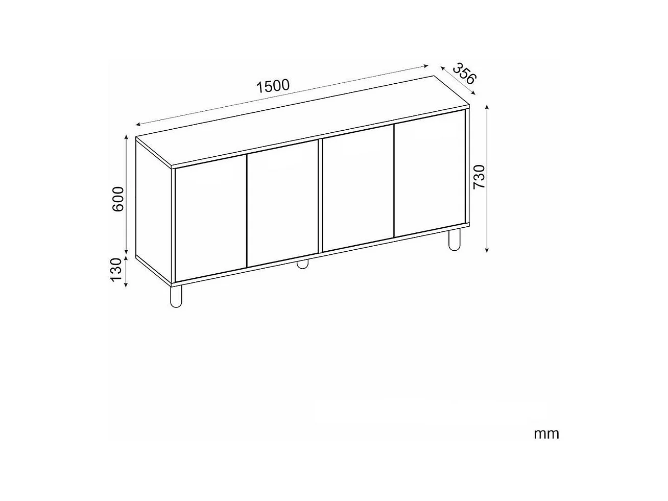 Buffet 4 portes tissu en jute LEILA