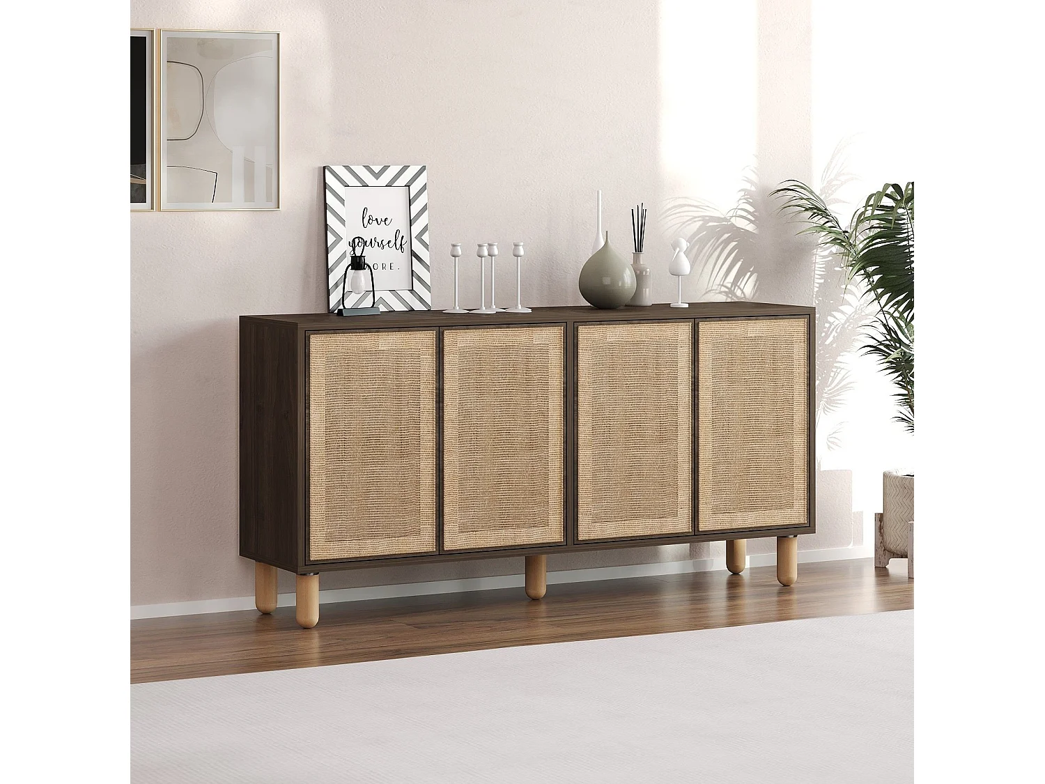 Buffet 4 portes tissu en jute LEILA