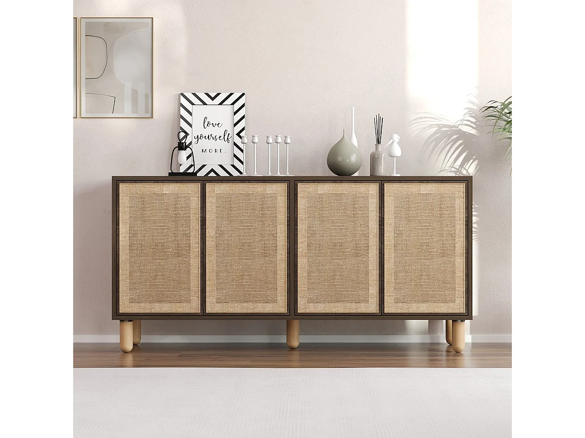 Sideboard – 150 cm x 73 cm x 36 cm – Walnuss – Melaminbeschichtete Spanplatte