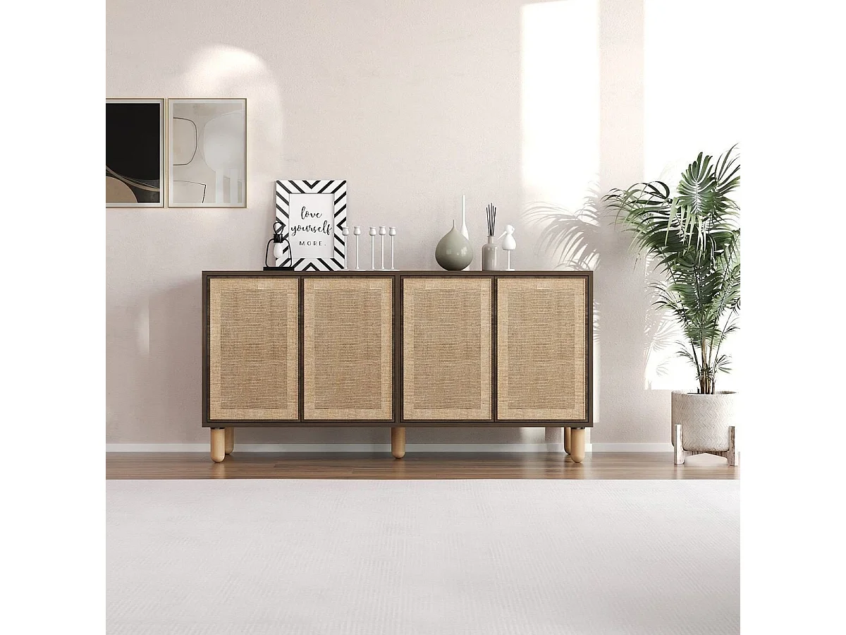 Sideboard – 150 cm x 73 cm x 36 cm – Walnuss – Melaminbeschichtete Spanplatte