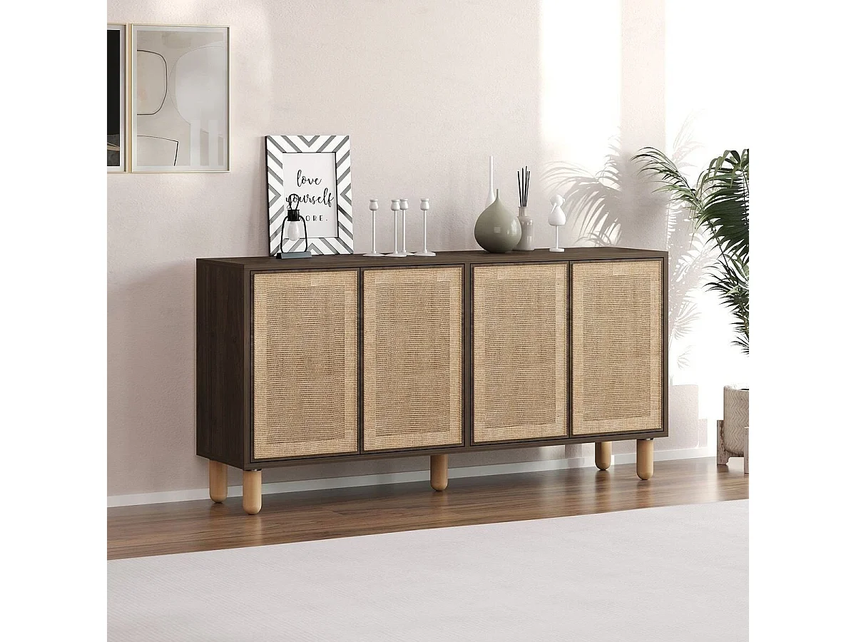 Sideboard – 150 cm x 73 cm x 36 cm – Walnuss – Melaminbeschichtete Spanplatte