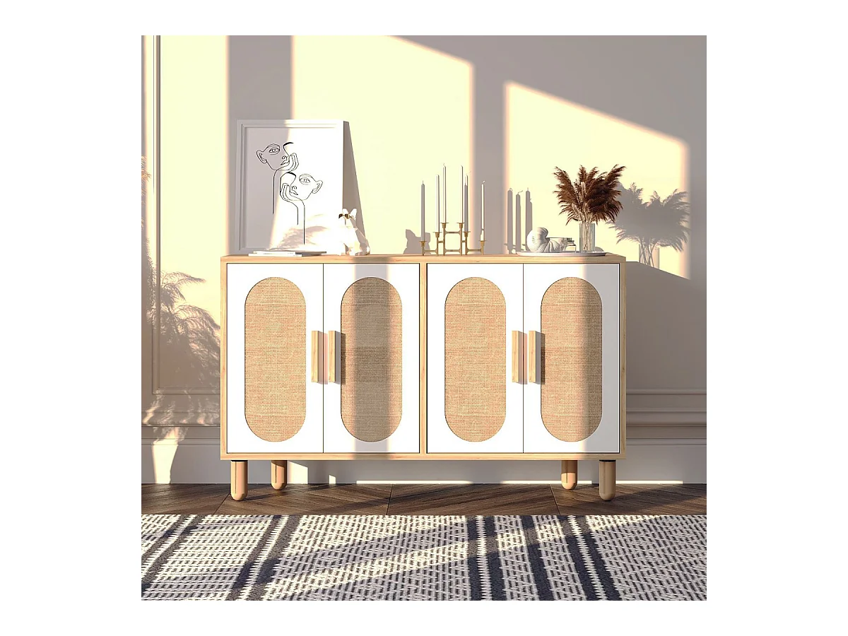 Buffet 4 portes tissu en jute VERA