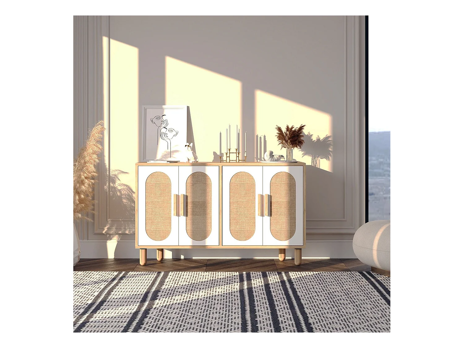 Buffet 4 portes tissu en jute VERA