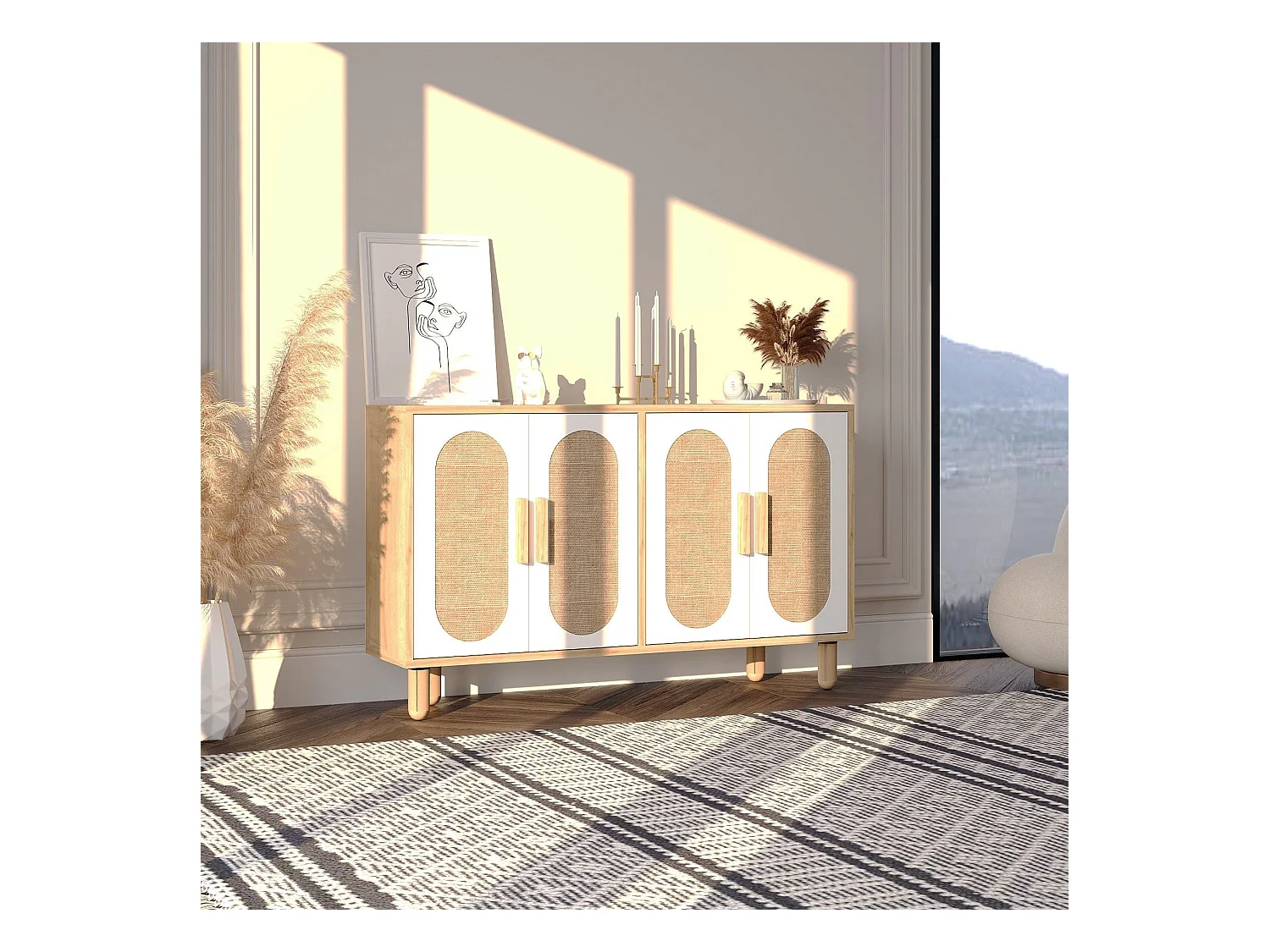 Buffet 4 portes tissu en jute VERA