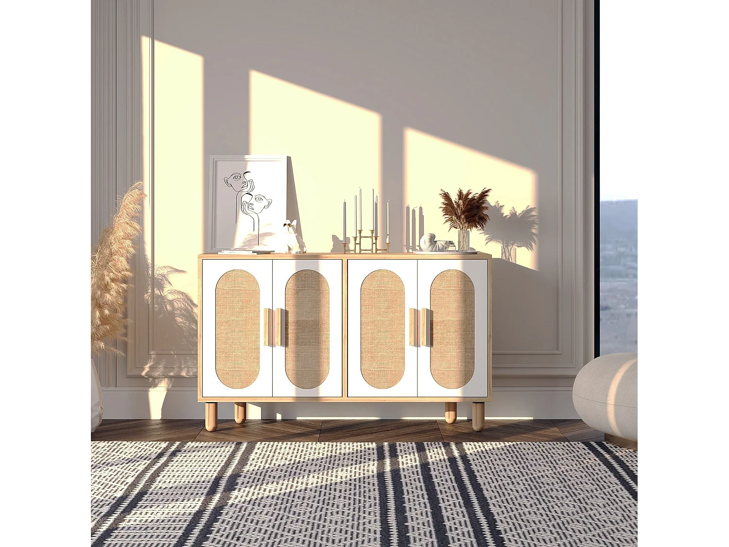 Buffet 4 portes tissu en jute VERA