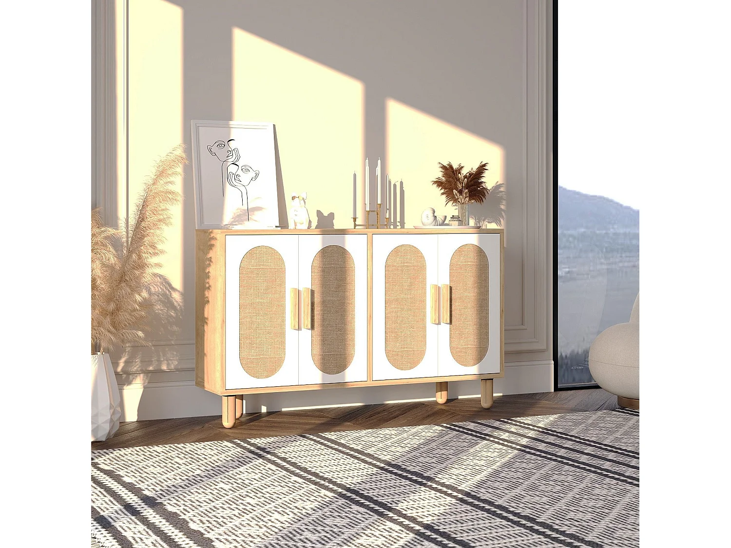 Buffet 4 portes tissu en jute VERA