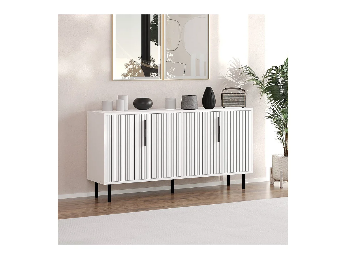 Buffet 4 portes striées L150 cm - CLARA
