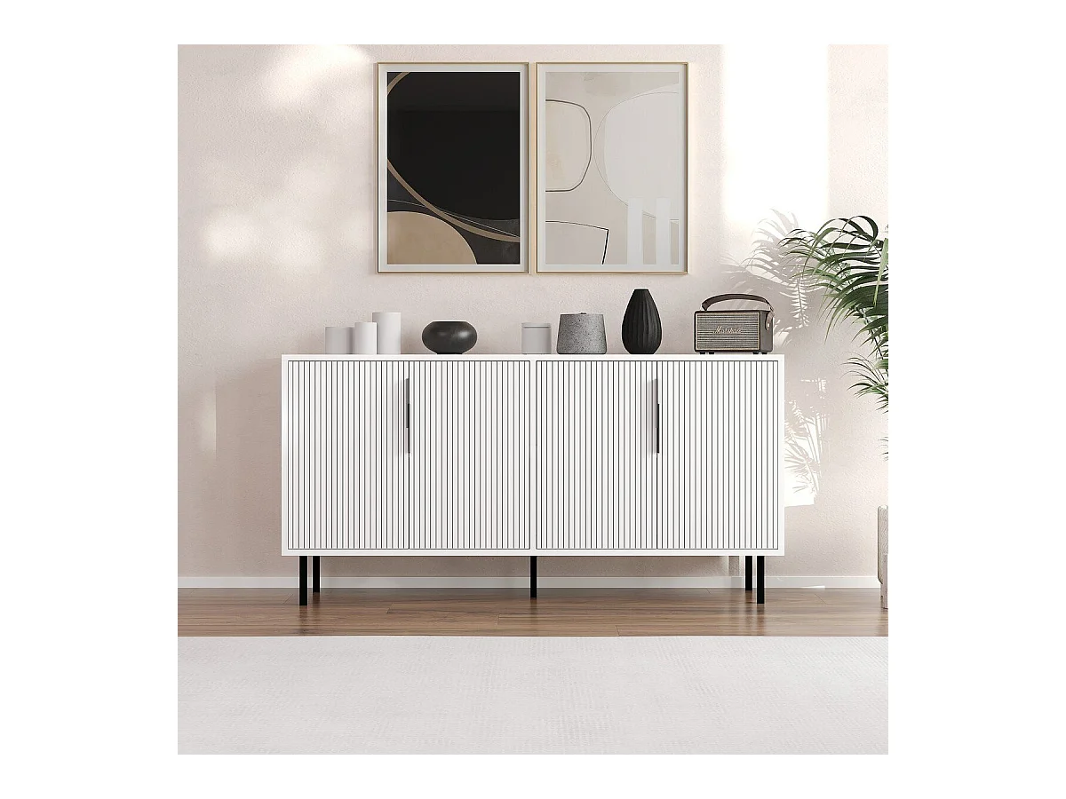 Buffet 4 portes striées L150 cm - CLARA