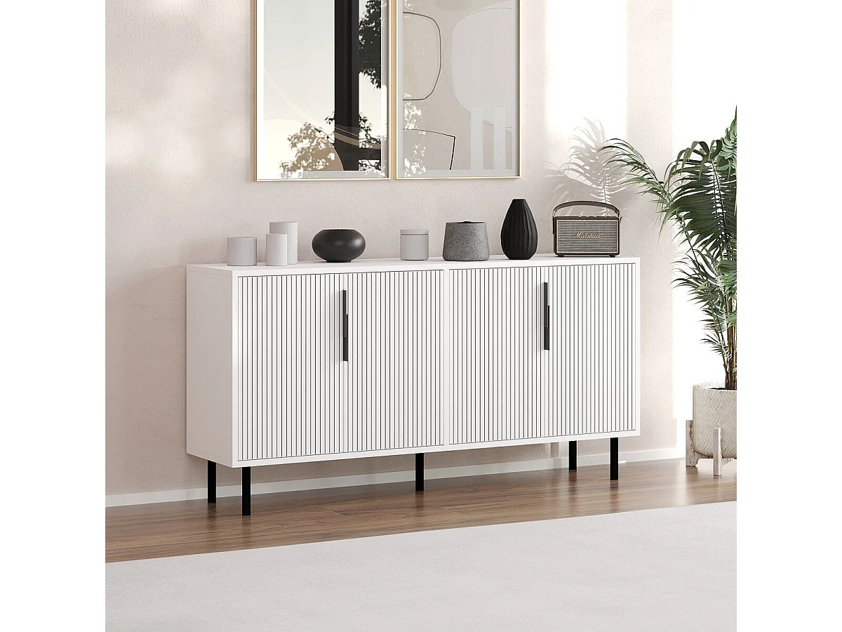 Buffet 4 portes striées L150 cm - CLARA