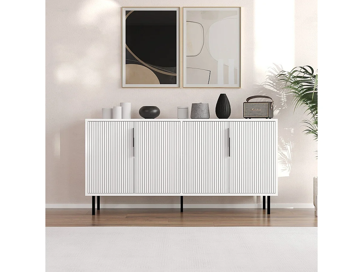 Buffet 4 portes striées L150 cm - CLARA