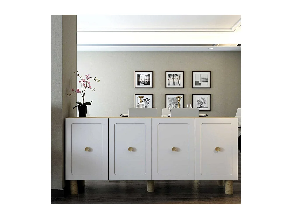 Buffet 4 portes en aggloméré Rosalinda Blanc