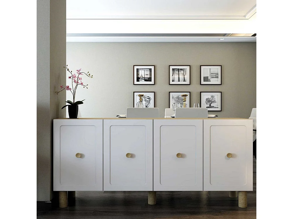 Aparador – 150cm x 75cm x 35cm – Carvalho Safira e Branco – Painel de partículas