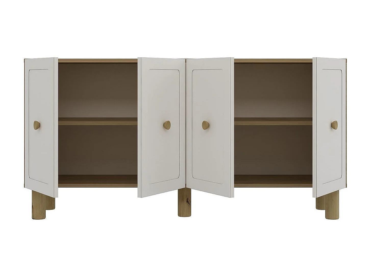 Aparador – 150cm x 75cm x 35cm – Carvalho Safira e Branco – Painel de partículas