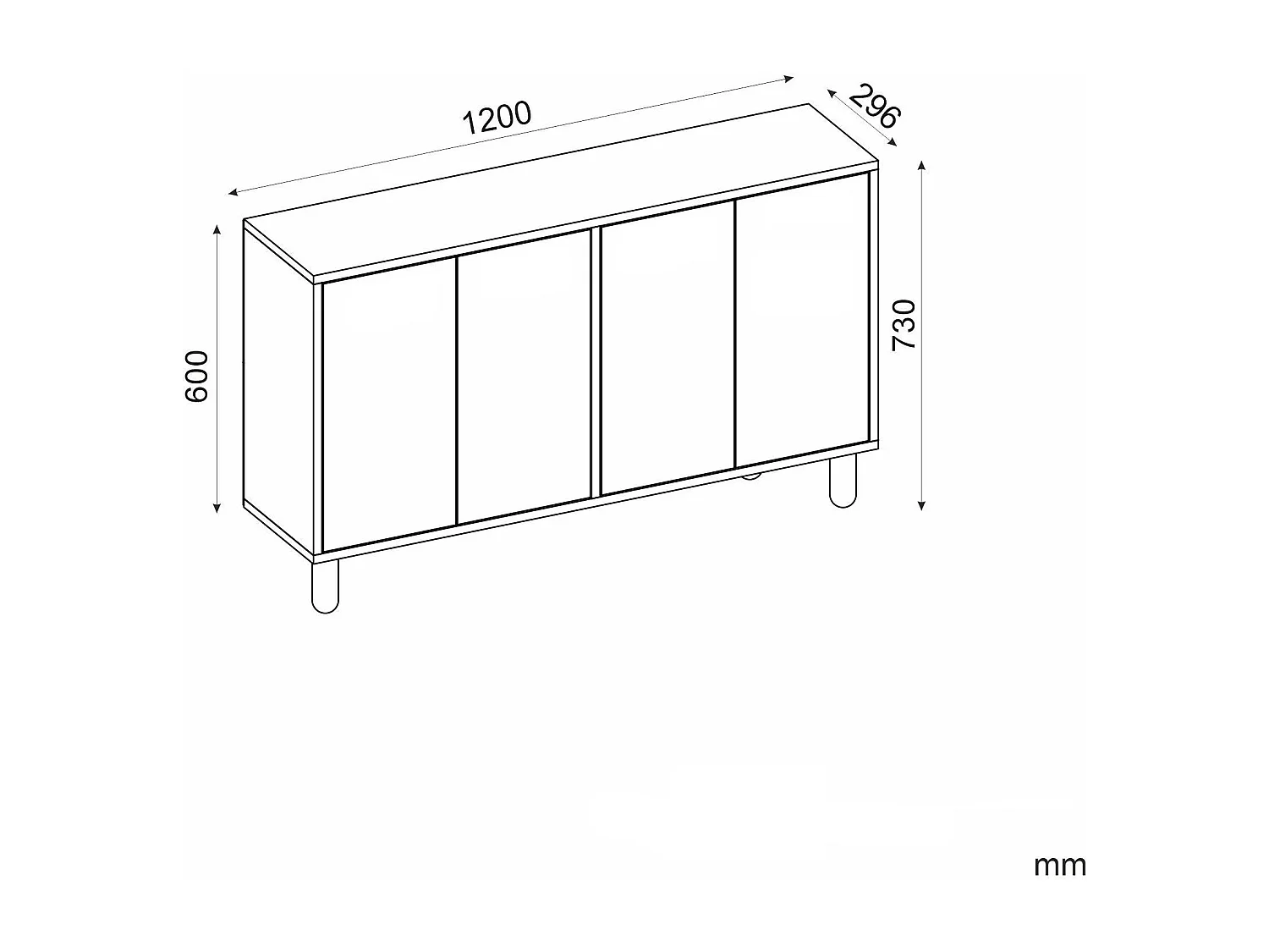 Buffet 4 portes tissu en jute VERA