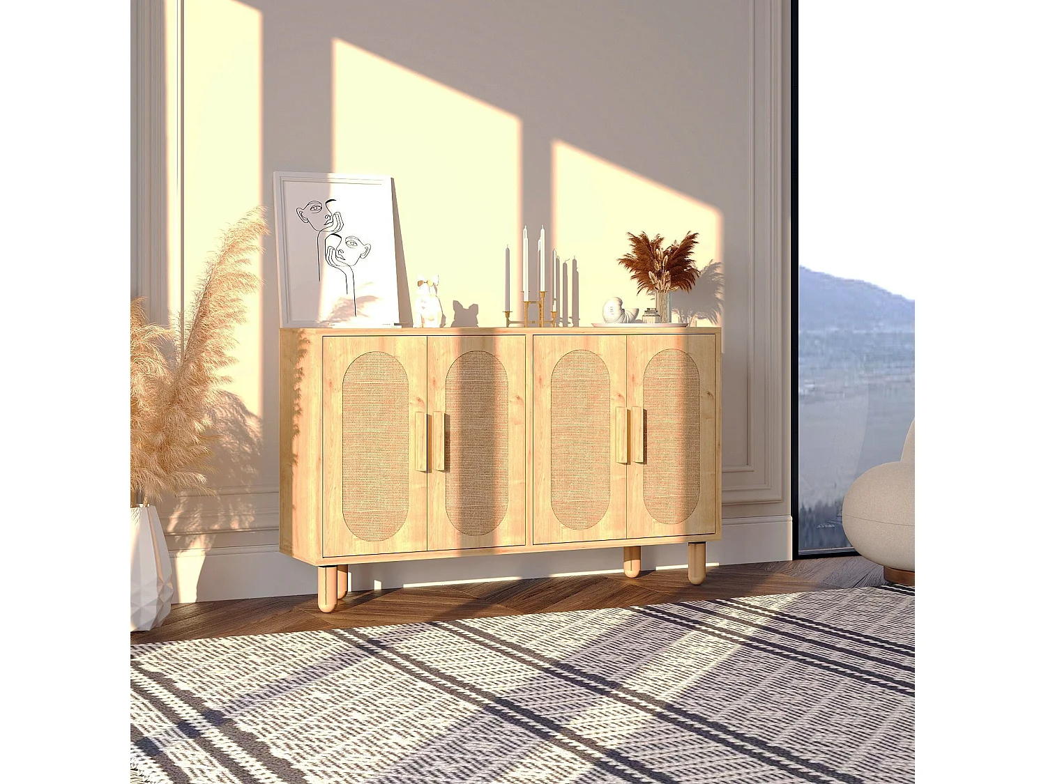 Buffet 4 portes tissu en jute VERA