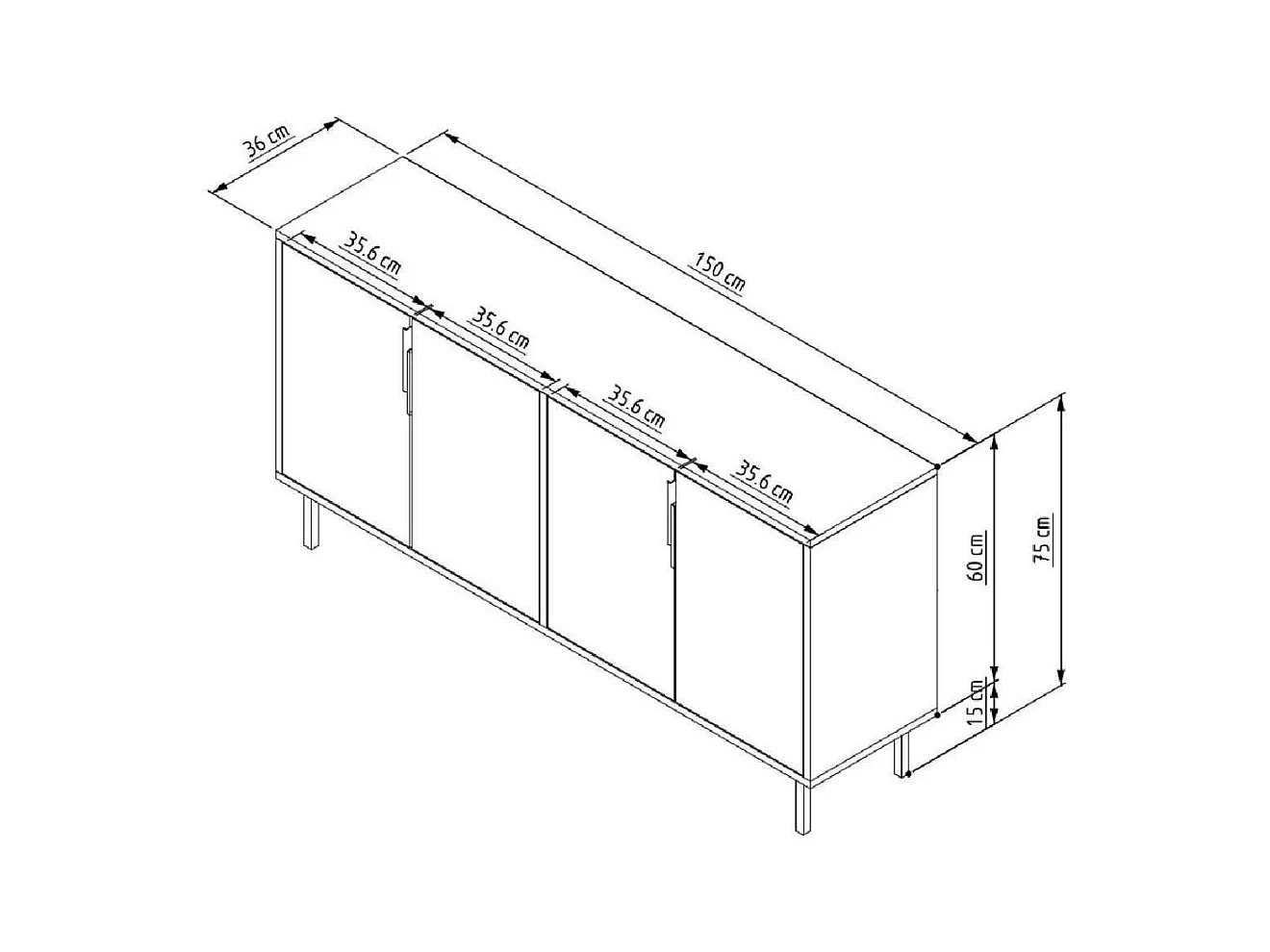 Buffet 4 portes en aggloméré Callia