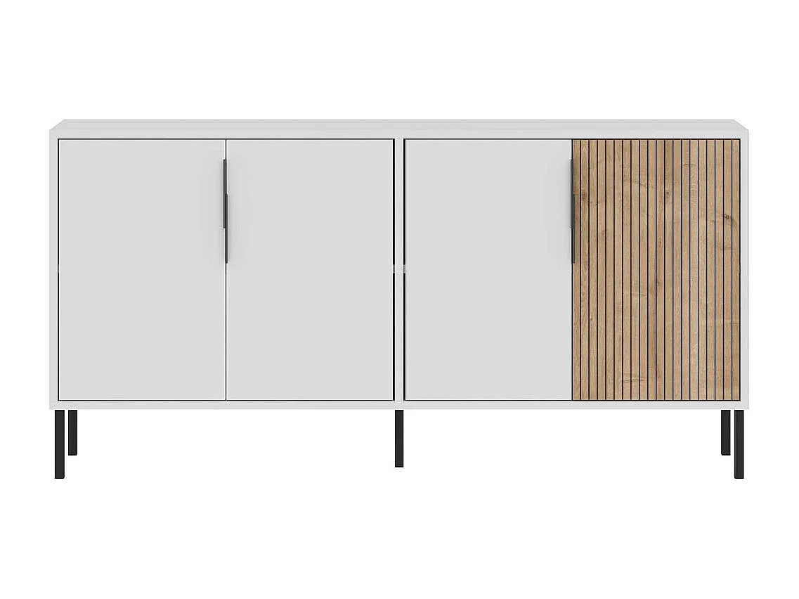 Aparador – 150 cm x 75 cm x 36 cm – Branco e Carvalho Safira – Aglomerado e Metal