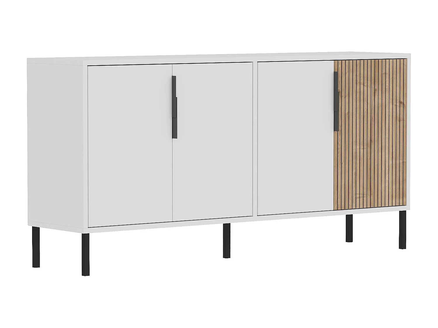 Aparador – 150 cm x 75 cm x 36 cm – Branco e Carvalho Safira – Aglomerado e Metal