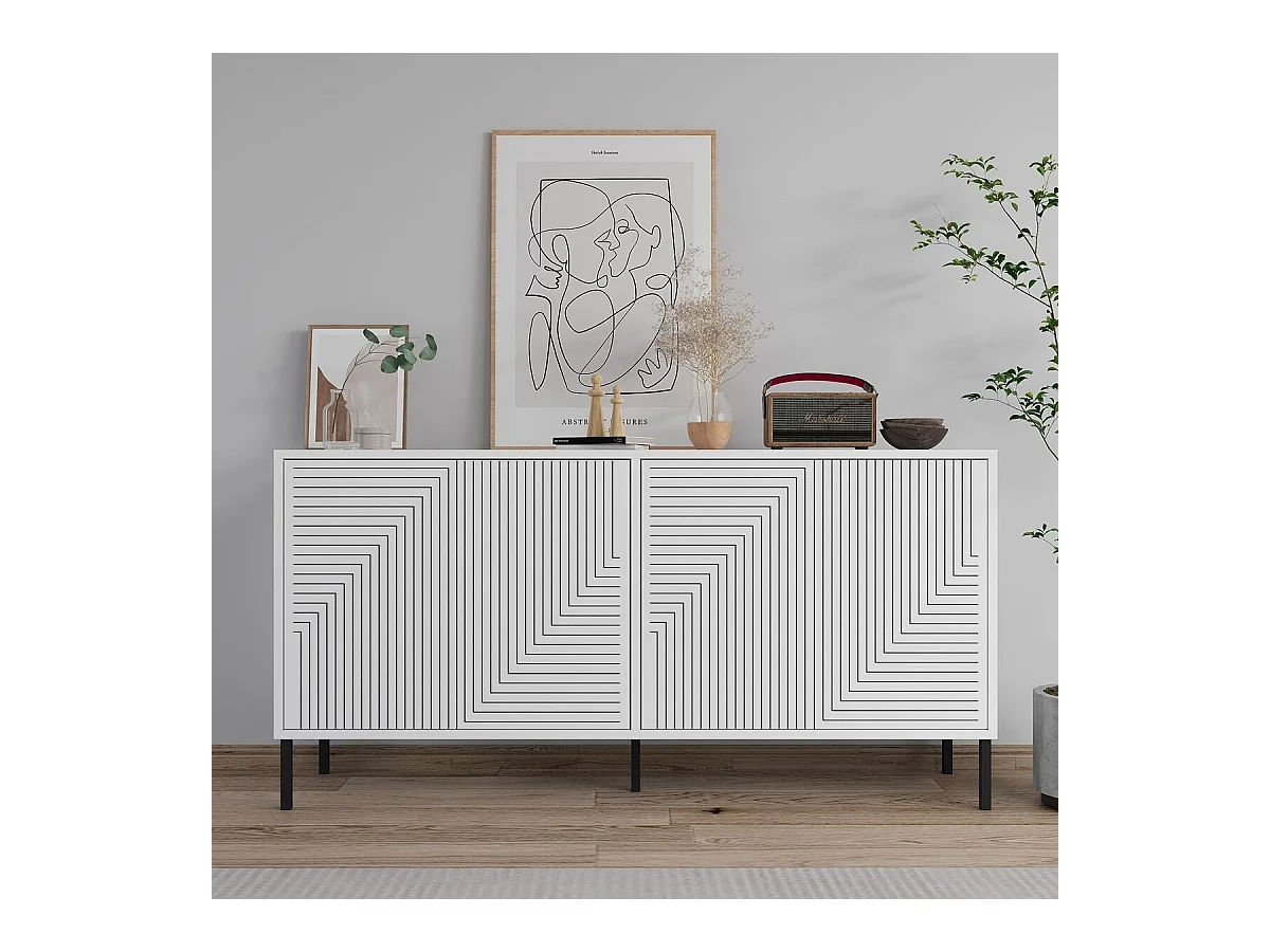 Buffet 4 portes façades striées EVOLET