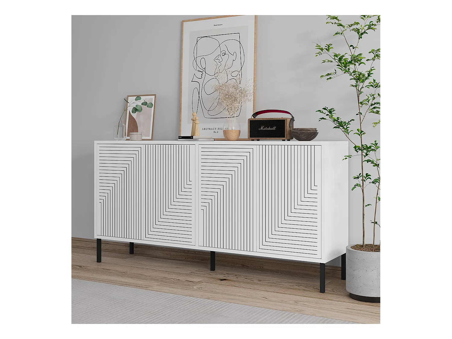 Buffet 4 portes façades striées EVOLET