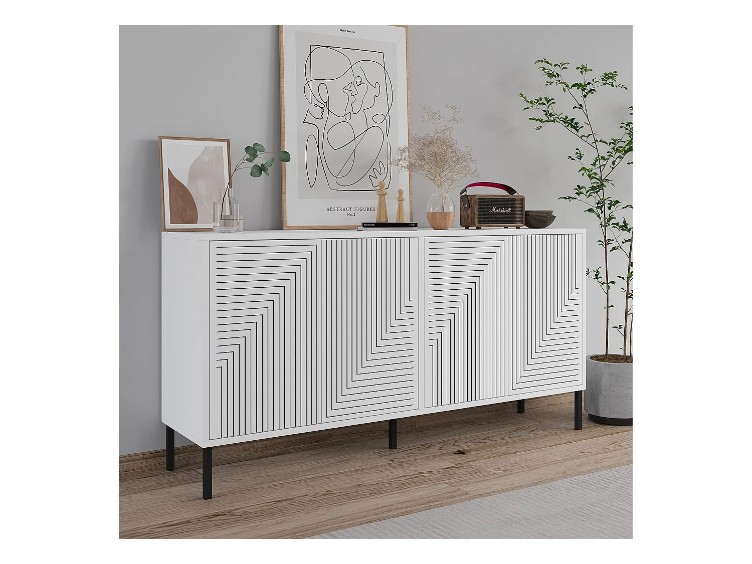 Buffet 4 portes façades striées EVOLET