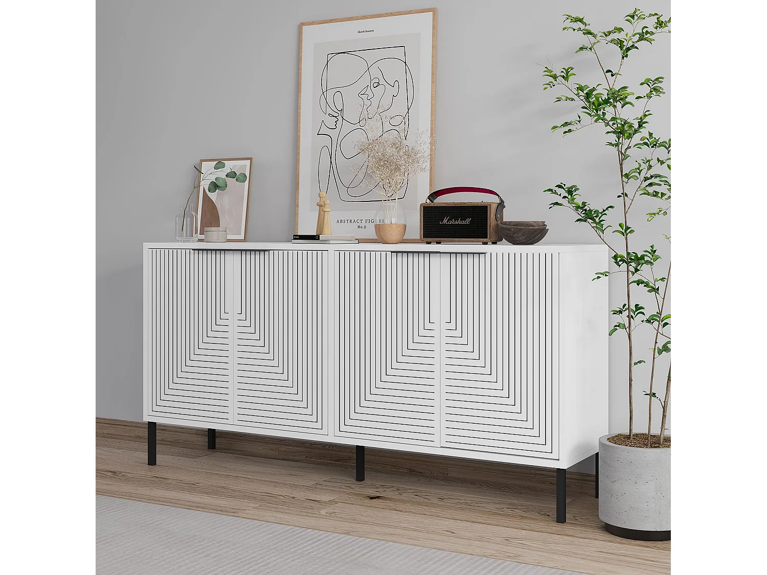 Aparador – 150 cm x 75 cm x 36 cm – Blanco – Aglomerado