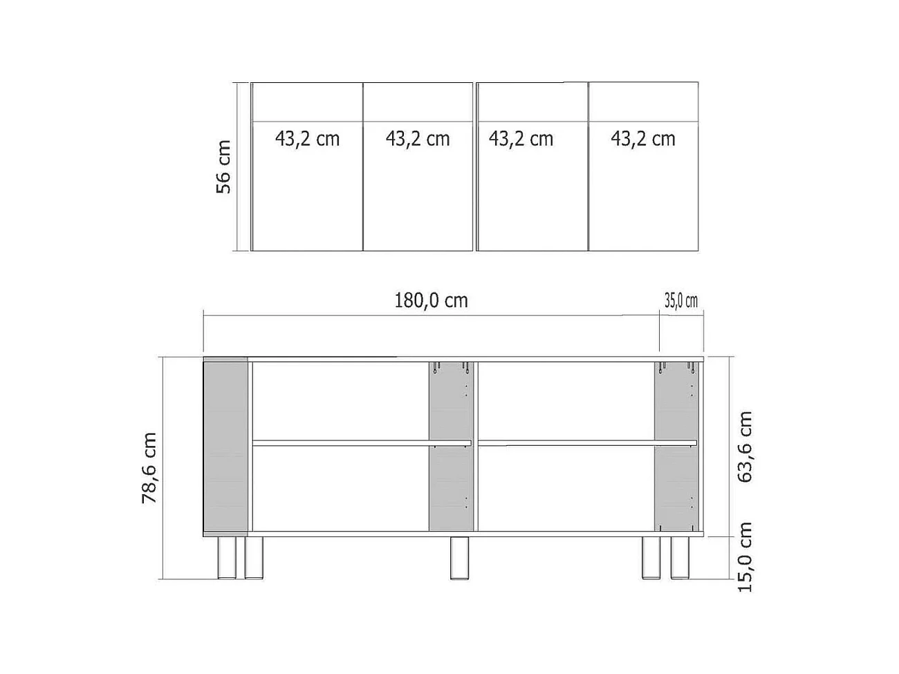 Buffet 4 portes en aggloméré Simple Bohem