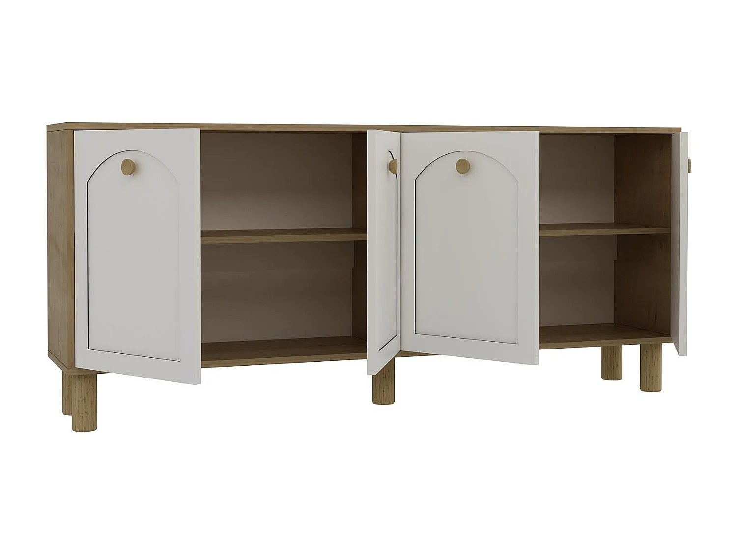 Aparador – 180cm x 78,6cm x 35cm – Carvalho Safira e Branco – Aglomerado