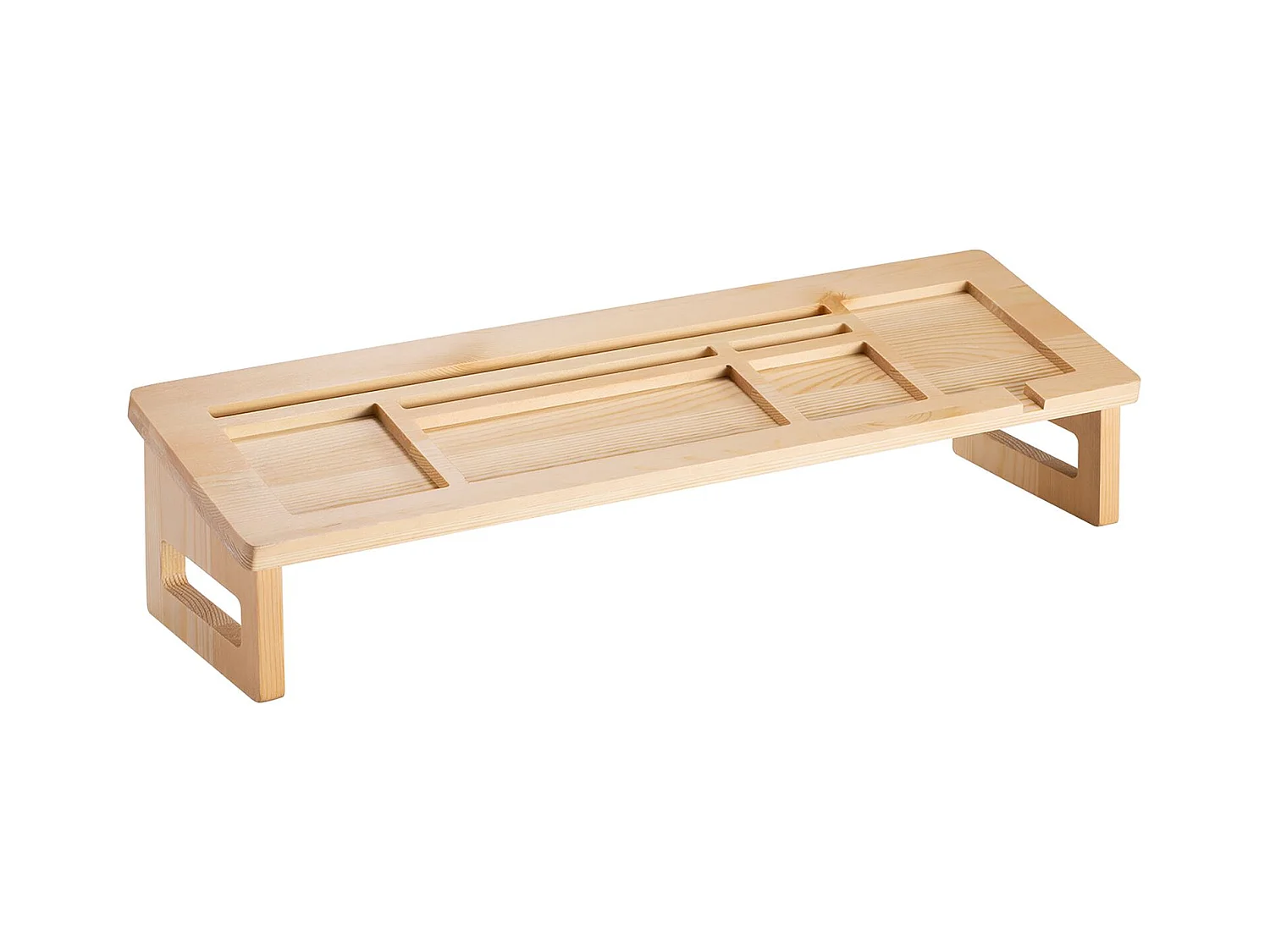 Organisateur de bureau ALCUDIA en pin coloris naturel, rangement de bureau en bois pour stylos et matériel scolaire