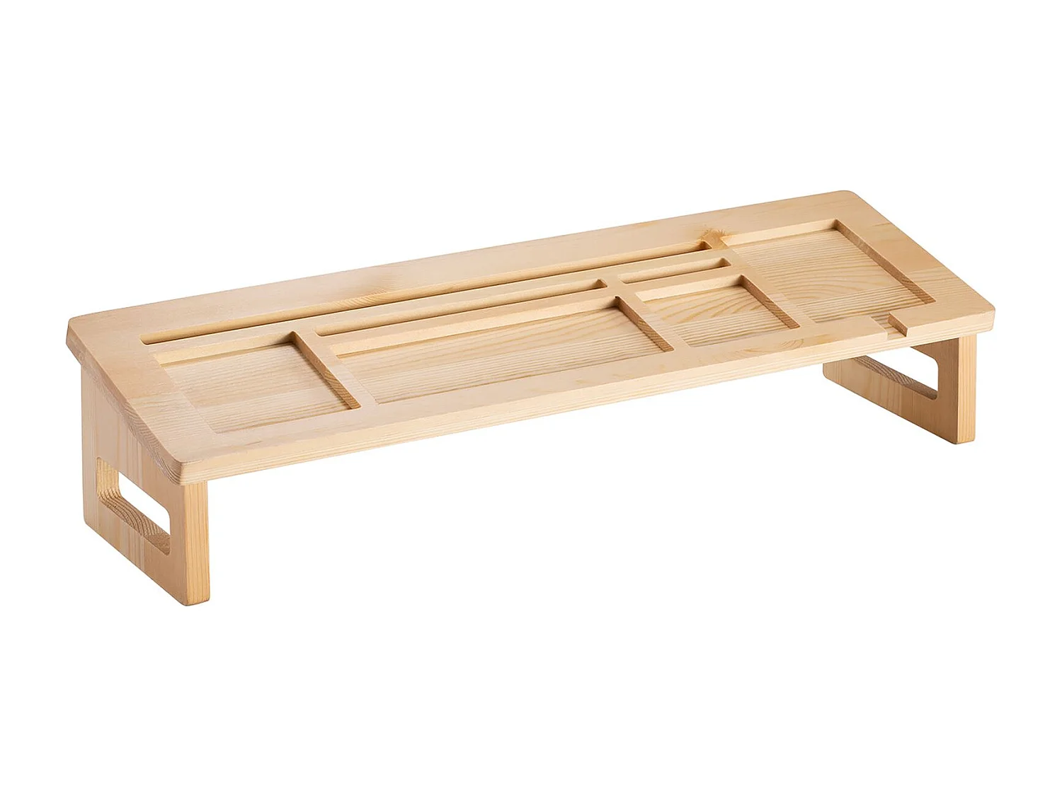 Organisateur de bureau ALCUDIA en pin coloris naturel, rangement de bureau en bois pour stylos et matériel scolaire