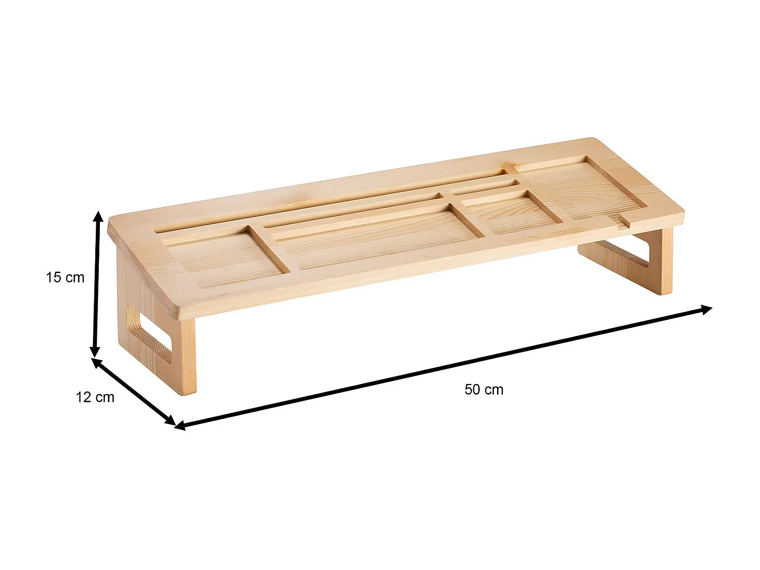 Organisateur de bureau ALCUDIA en pin coloris naturel, rangement de bureau en bois pour stylos et matériel scolaire