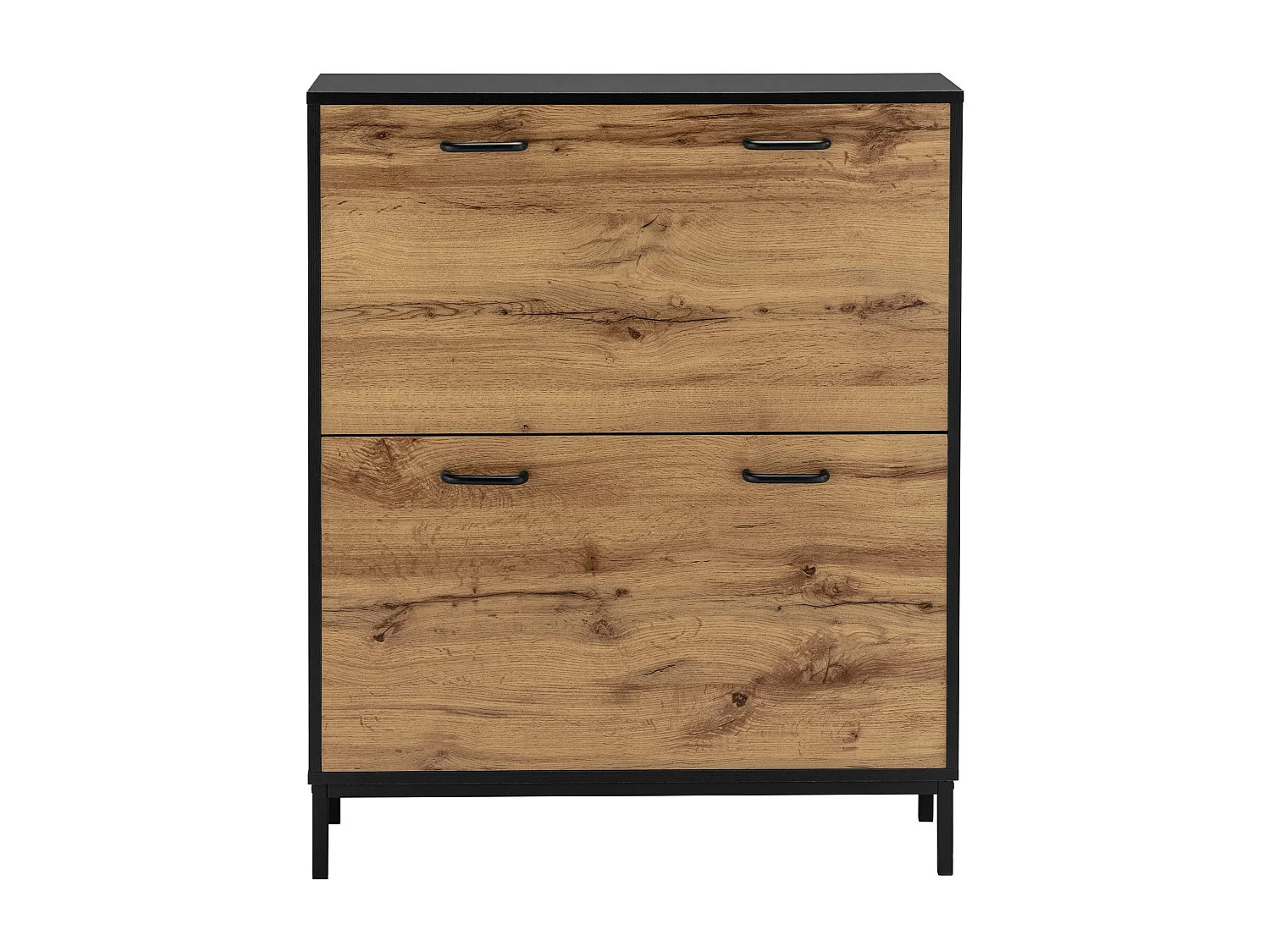 Rocco | Coffre à chaussures Chêne noirCoffre à chaussures avec 2 rabats en aspect chêne noir