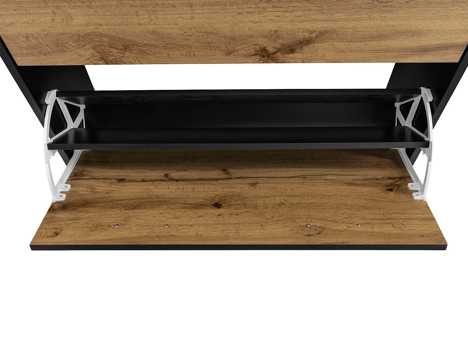 Rocco | Coffre à chaussures Chêne noirCoffre à chaussures avec 2 rabats en aspect chêne noir