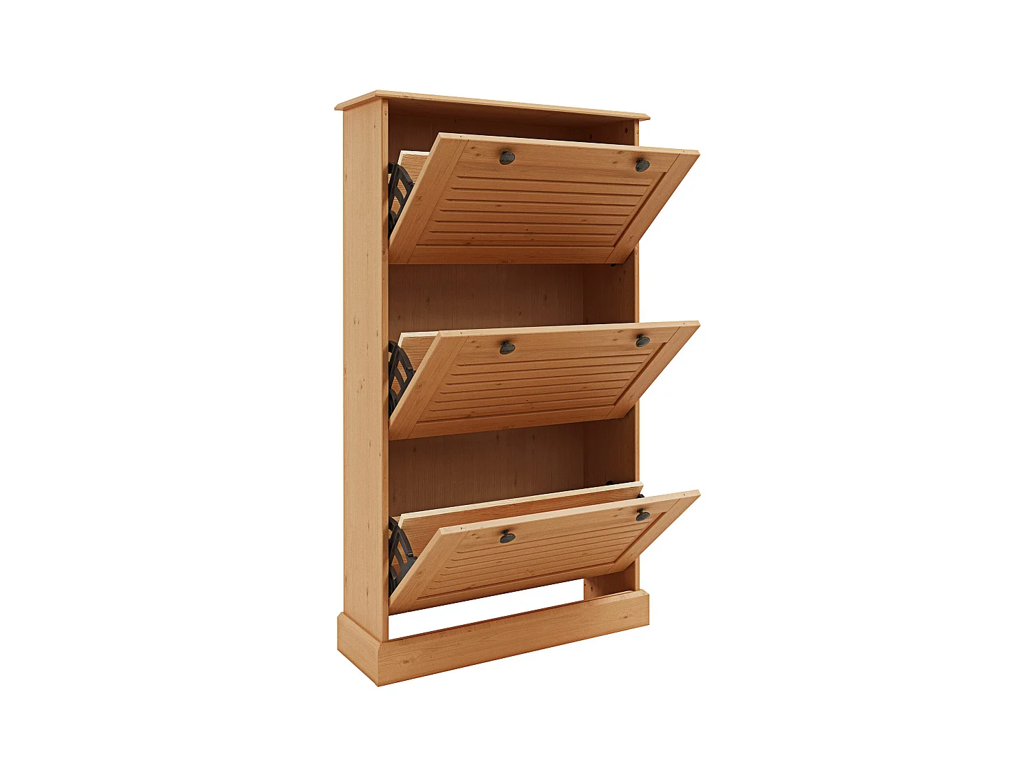 Mille | Coffre à chaussures avec 3 portes à rabat en pin